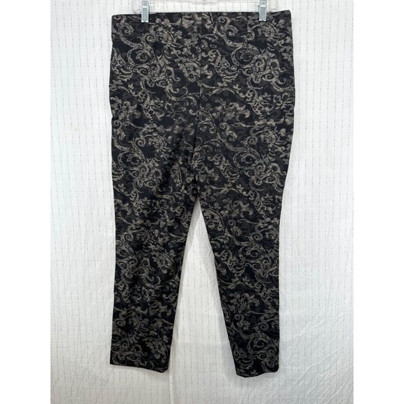 Chicos Fabulously Slimming Women Pants Sz 1.5 M Black Tan Tapestry Floral Ankle - Picture 2 of 11